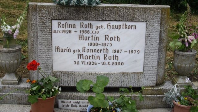 Roth Martin 1926-2000 Hauptkorn Rosina 1926-1966 Grabstein